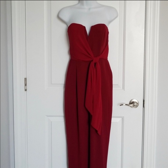 red classy jumpsuit
